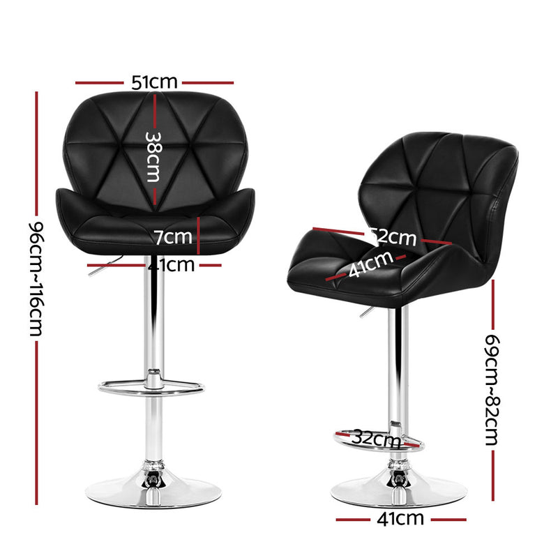 Artiss Set of 4 Kitchen Bar Stools - Black and Chrome