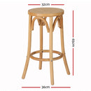 Artiss X2 Bar Stools Wooden Stool Counter Chair Kitchen Barstools Rattan Seat