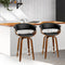 Artiss Set of 2 Swivel PU Leather Bar Stool - Wood and Black