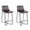 Artiss Set of 2 PU Leather Metal Bar Stools - Brown and Black