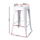 Artiss 4x Replica Tolix Bar Stools Metal Bar Stool Kitchen Cafe Chair 61cm White