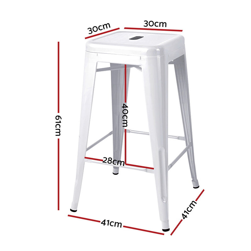 Artiss 4x Replica Tolix Bar Stools Metal Bar Stool Kitchen Cafe Chair 61cm White