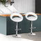 Artiss 2x Gas Lift Bar Stools Swivel Chairs Leather Chrome White