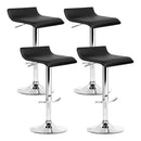 Artiss Set of 4 PU Leather Wave Style Bar Stools - Black