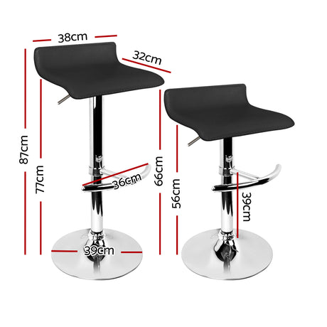 Artiss Set of 4 PU Leather Wave Style Bar Stools - Black