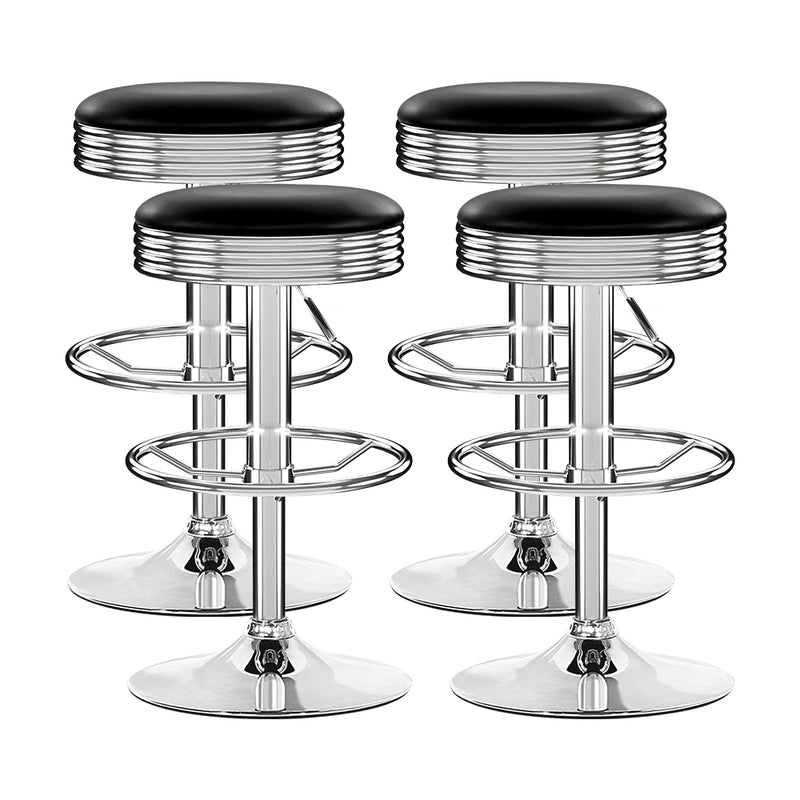 Artiss set of 4 PU Leather Bar Stools Kitchen Bar Stool Dining Chair Black Anton Swivel