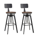Artiss Set of 2 Rustic Industrial Style Metal Bar Stool - Black and Wood