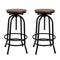 Artiss Set of 2 Bar Stool Industrial Round Seat Wood Metal - Black and Brown