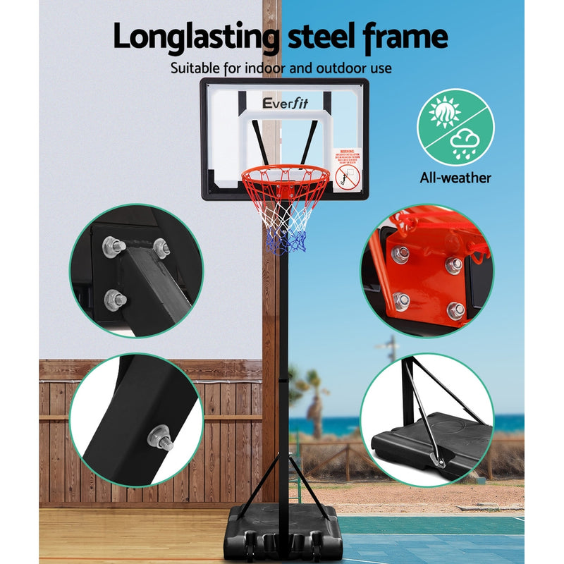 Everfit Adjustable Portable Basketball Stand Hoop System Rim