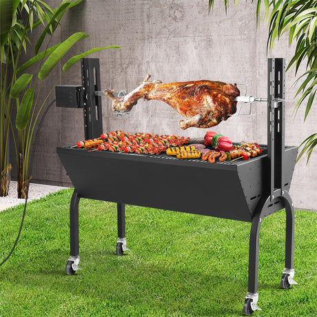 Grillz Electric Rotisserie BBQ Charcoal Smoker Grill Spit Roaster Outdoor Burner