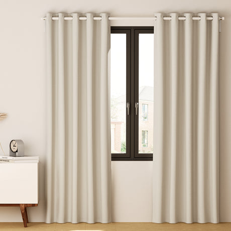Artiss 2X Blockout Curtains Blackout Window Curtain Eyelet 140x230cm Beige