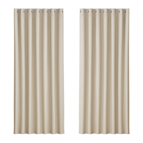 Artiss 2X Blockout Curtains Blackout Window Curtain Eyelet 240x230cm Beige