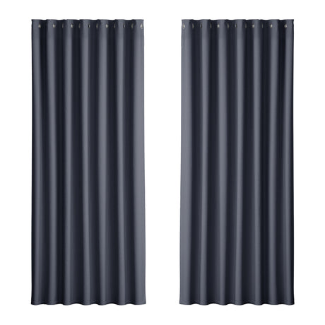 Artiss 2X Blockout Curtains Blackout Window Curtain Eyelet 240x230cm Charcoal