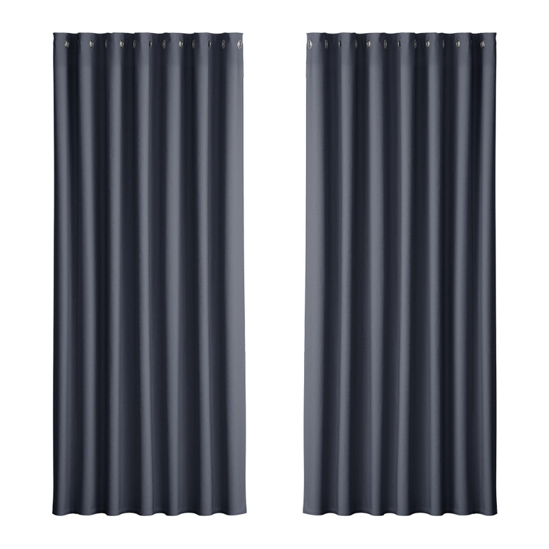 Artiss 2X Blockout Curtains Blackout Window Curtain Eyelet 240x230cm Charcoal