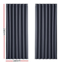 Artiss 2X Blockout Curtains Blackout Window Curtain Eyelet 240x230cm Charcoal