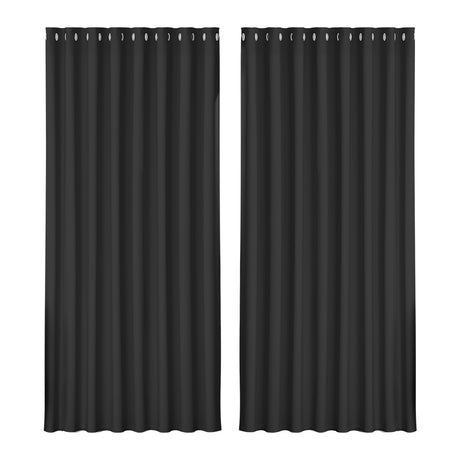 Artiss 2X Blockout Curtains Blackout Window Curtain Eyelet 300x230cm Black