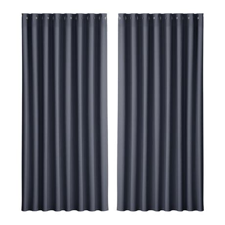 Artiss 2X Blockout Curtains Blackout Window Curtain Eyelet 300x230cm Charcoal