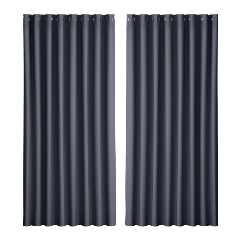 Artiss 2X Blockout Curtains Blackout Window Curtain Eyelet 300x230cm Charcoal