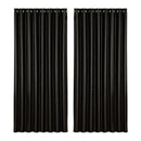 Artiss 2X Blockout Curtains Blackout Window Curtain Eyelet 300x230cm Black