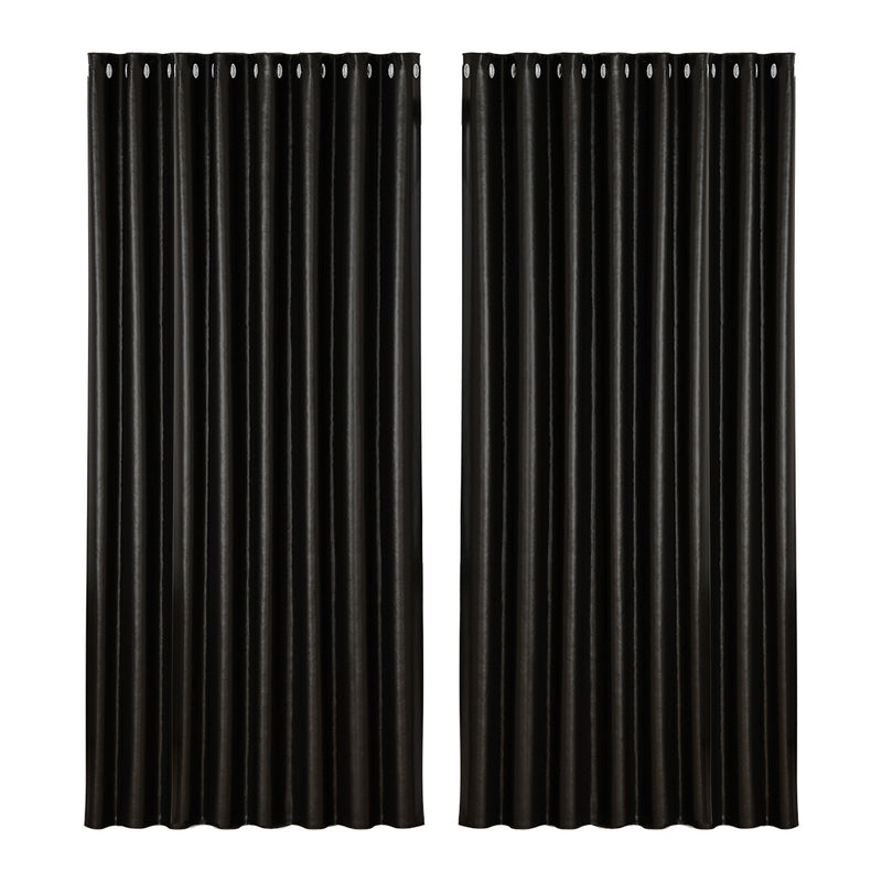 Artiss 2X Blockout Curtains Blackout Window Curtain Eyelet 300x230cm Black