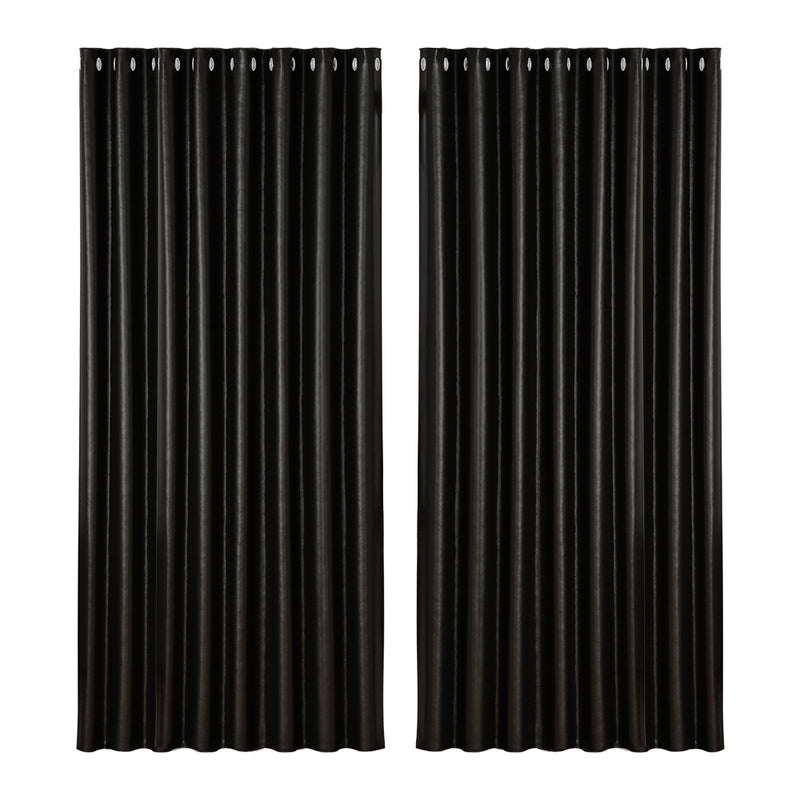 Artiss 2X Blockout Curtains Blackout Window Curtain Eyelet 300x230cm Black