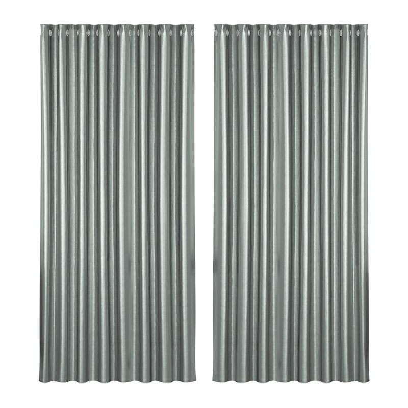 Artiss 2X Blockout Curtains Blackout Window Curtain Eyelet 300x230cm Grey