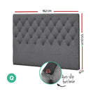 Artiss Queen Size Upholstered Fabric Head Board - Grey