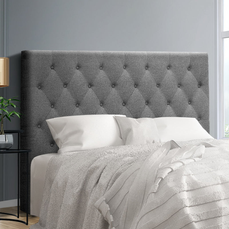 Artiss Queen Size Upholstered Fabric Head Board - Grey