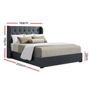 Artiss Issa Bed Frame Fabric Gas Lift Storage - Charcoal Double