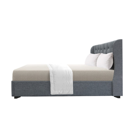 Artiss Issa Bed Frame Fabric Gas Lift Storage - Grey Double