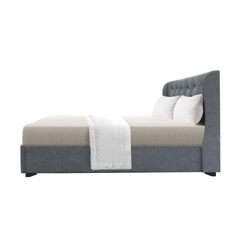 Artiss Issa Bed Frame Fabric Gas Lift Storage - Grey Double