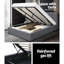 Artiss Lisa Bed Frame Fabric Gas Lift Storage - Grey King