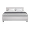 Artiss Lumi LED Bed Frame PU Leather Gas Lift Storage - White Queen