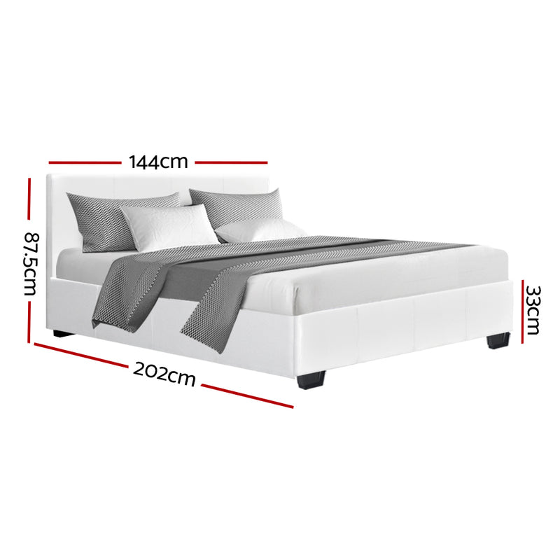 Artiss Nino Bed Frame PU Leather - White Double
