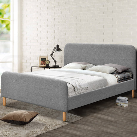 Artiss Double Size Fabric and Wood Bed Frame Headboard - Grey