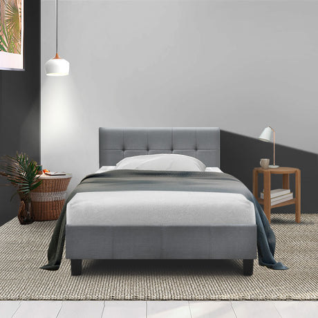 Artiss Soho Bed Frame Fabric- Grey King Single