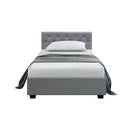 Artiss Ware Bed Frame Fabric Gas Lift Storage - Grey King Single