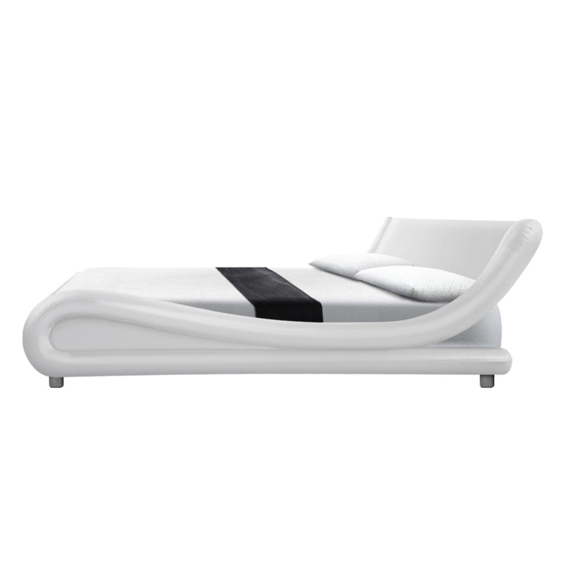 Artiss Flio Bed Frame PU Leather - White Queen