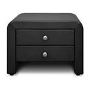 Artiss PU Leather Bedside Table with 2 Drawers - Black