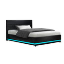 Artiss RGB LED Bed Frame King Single Size Gas Lift Base Storage Leather LUMI