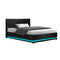 Artiss RGB LED Bed Frame King Single Size Gas Lift Base Storage Leather LUMI