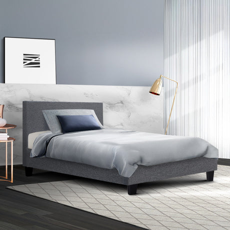 Artiss Neo Fabric Bed Frame - Grey King Single