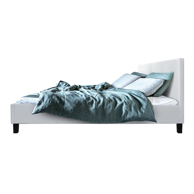 Artiss Neo PU Leather Bed Frame - White Queen