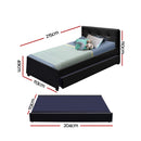 Artiss Trundle Bed Frame King Single Size Black Leather