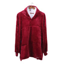 2 Pcs DreamZ Plush Fleece Sherpa Hoodie Sweatshirt Huggle Blanket Pajamas Red