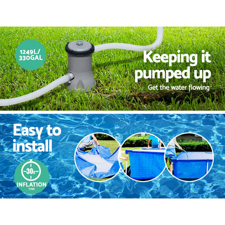 Bestway Swimming Pool 4M Above Ground Pools Pumps Steel Frame Filter Pump