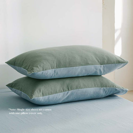 Cosy Club Washed Cotton Sheet Set Green Blue King
