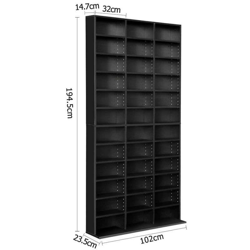 Artiss Adjustable Book Storage Shelf Rack Unit - Black