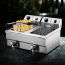 Devanti Commercial Electric Deep Fryer Twin Frying Basket Chip Cooker Countertop