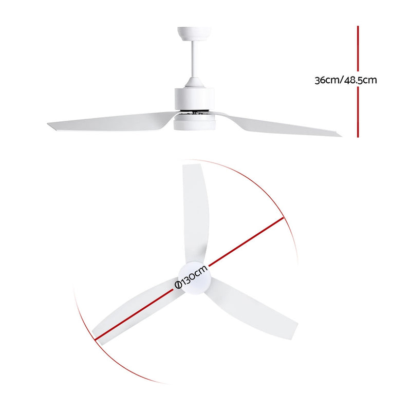 52 DC Motor Ceiling Fan with LED Light with Remote 8H Timer Reverse Mode 5 Speeds"